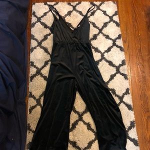 h and m velvet jumpsuit